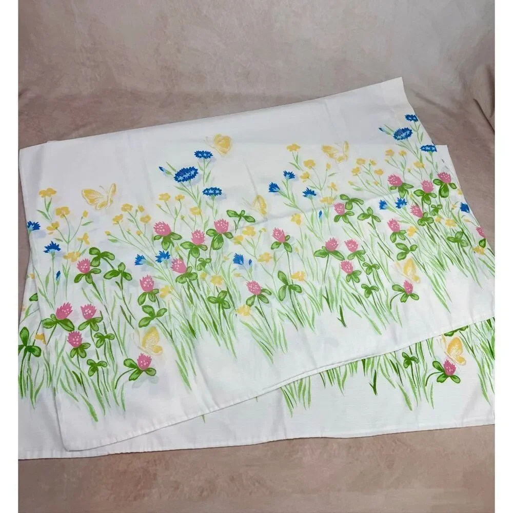 Vintage Floral Pillowcase Set Butterflies 20x30” Burlington